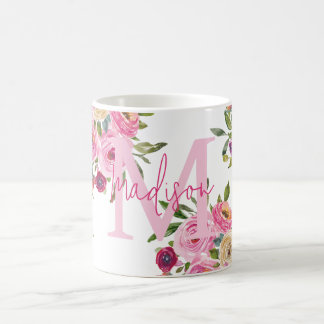 Mug Monogramme | Personnalisez | Aquarelle | Floral