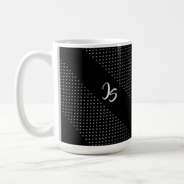 Mug Monogramme personnel Motif noir tendance géométriq (Gauche)