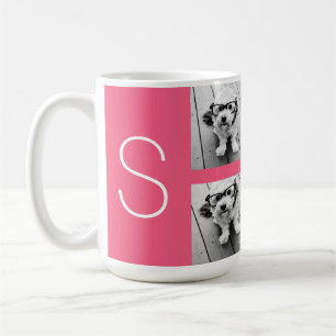 Mug Monogramme photo Collage Instagram rose-chaud
