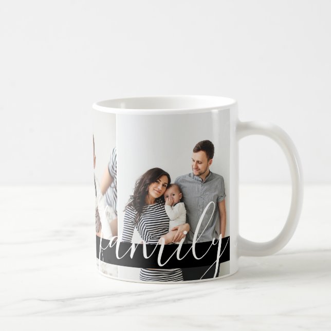 Mug Monogramme photo familiale moderne et date de créa (Droite)