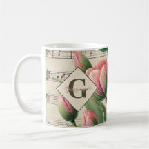 Monogramme Pink & Green Vintage Tulips Partition M