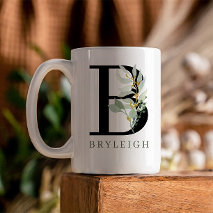 Mug Monogramme Première aquarelle verte