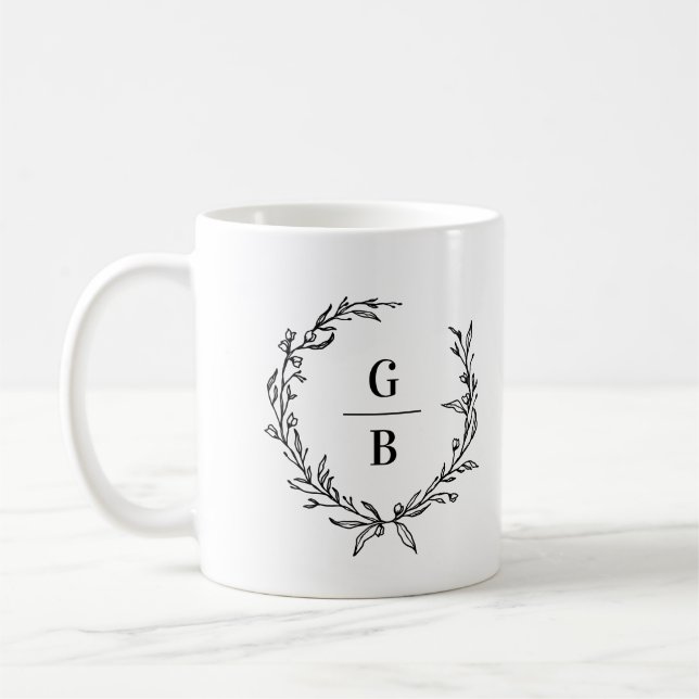 Mug Monogramme première couronne photo collage moderne (Gauche)
