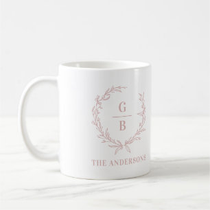Mug Monogramme première couronne photo collage rose mo