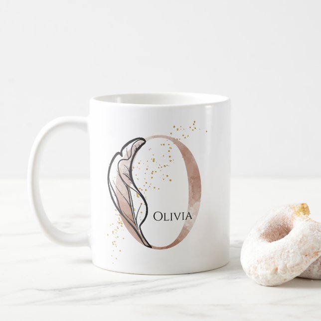 Mug Monogramme Première Lettre Moderne O Boho Personna (Avec donut)