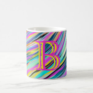 Mug Monogramme psychédélique à la mode Multicolor Neon