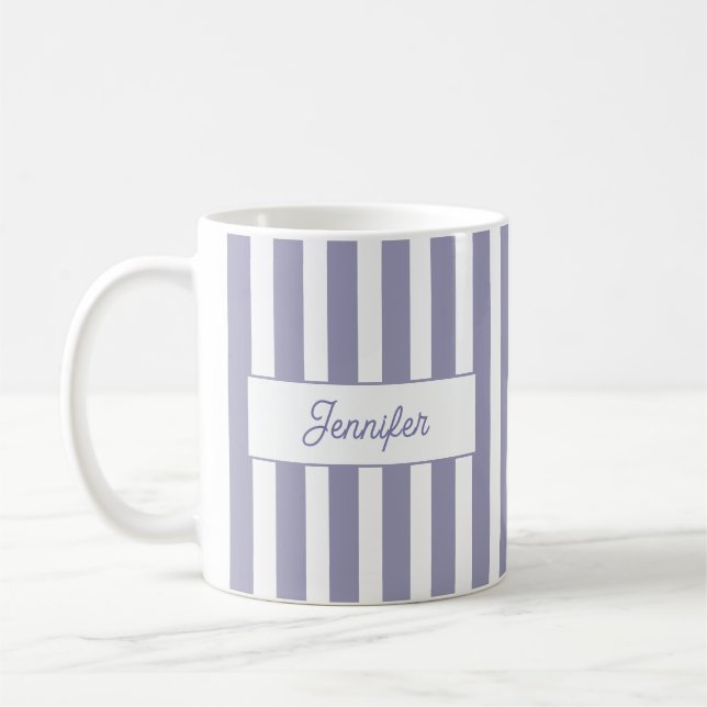 Mug Monogramme Rayure Violet Clair (Gauche)