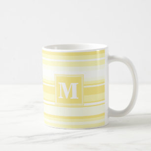 Mug Monogramme rayures jaunes citron