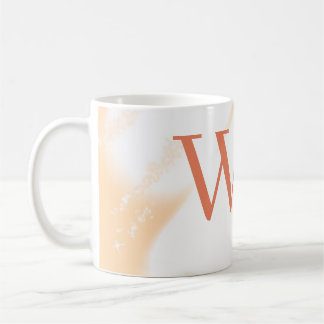 Mug Monogramme rétro gras blanc orange pêche pastel