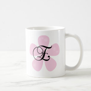Mug Monogramme rose E de fleur