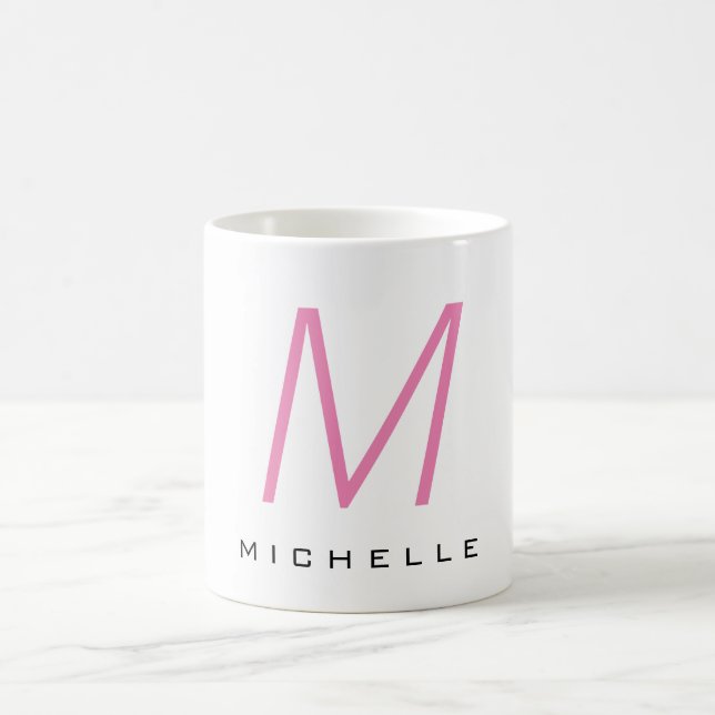 Mug Monogramme rose moderne Votre nom (Centre)