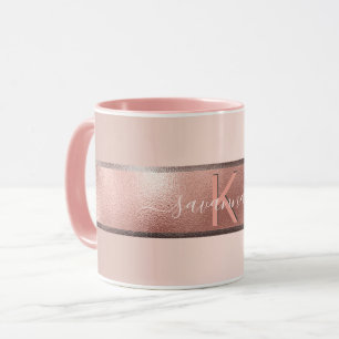 Mug monogramme rose or rose élégant