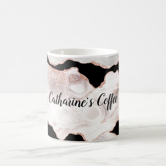 Mug Monogramme Rose Parties scintillant or Agate noir  (Centre)