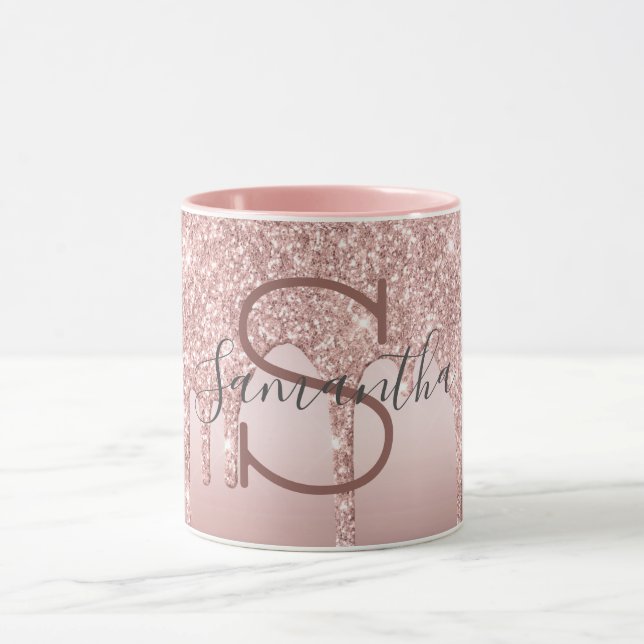 Mug Monogramme Rose Parties scintillant or Drift Blush (Centre)