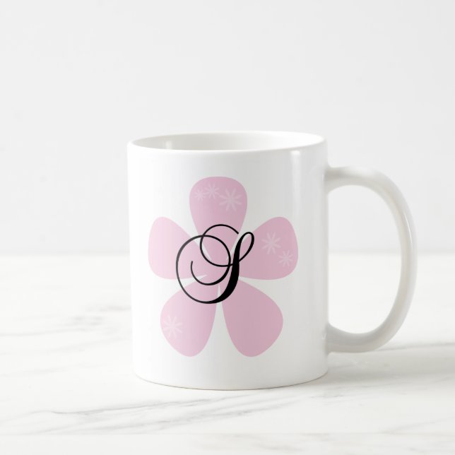 Mug Monogramme rose S de fleur (Droite)