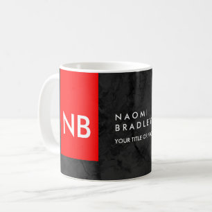 Mug Monogramme rouge gris Motif moderne