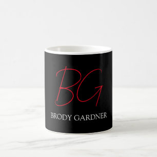 Mug Monogramme rouge minimaliste moderne noir initial