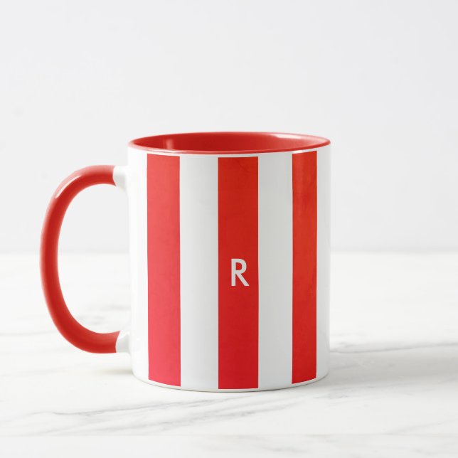 Mug Monogramme rouge simple de Noël (Gauche)
