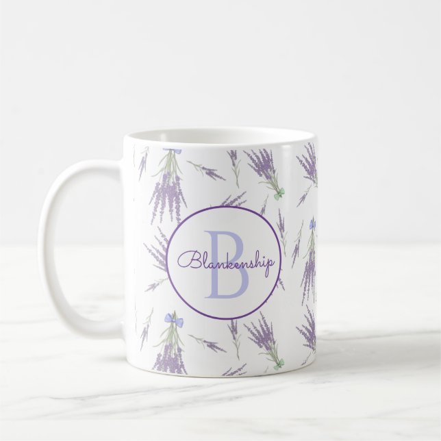 Mug Monogramme Rustique Lavande sèche (Gauche)