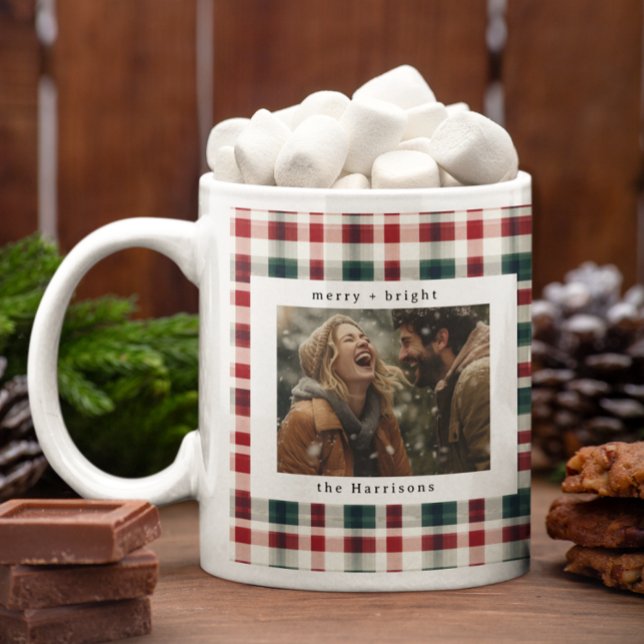 Mug Monogramme rustique moderne plaqué photo Noël (Créateur téléchargé)