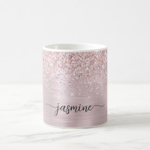 Mug Monogramme Signature Métal Ombré Paillettes Rose G