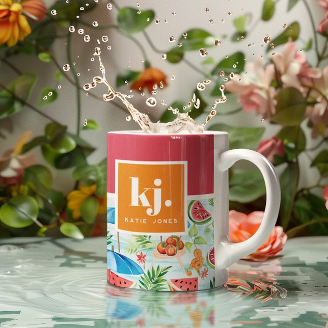 Mug Monogramme stylé d'été amusant (Créateur téléchargé)