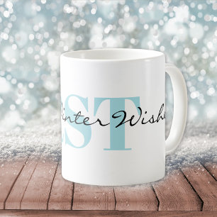 Mug Monogramme subtil et vœux chaleureux d'hiver