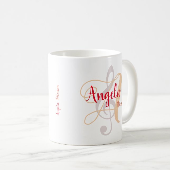 Mug Monogramme Treble Clef Music (Devant droit)