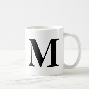 Mug Monogramme Typographie moderne Minimaliste noir bl