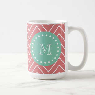 Mug Monogramme vert en bon état du motif   de Chevron