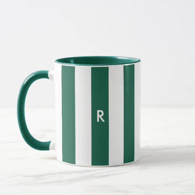 Mug Monogramme vert simple de Noël (Gauche)