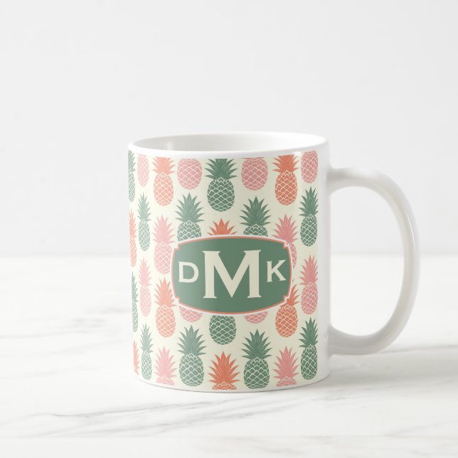 Mug Monogramme vintage du motif | d'ananas (Droite)