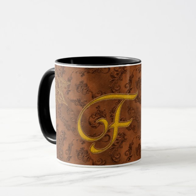 Mug Monogramme Vintage F (Devant gauche)