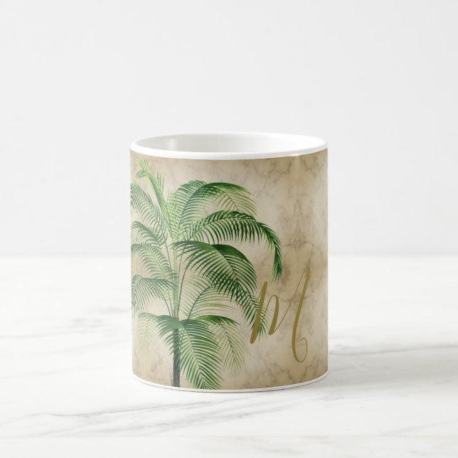 Mug Monogramme Vintage Tropical Palm Tree (Centre)