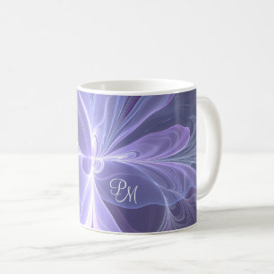 Mug Monogramme violet Abstrait fractal moderne
