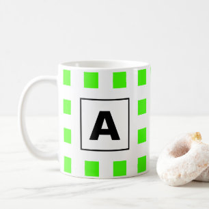 Mug Monogrammes initial Nil vert Carrelage Motif Blanc