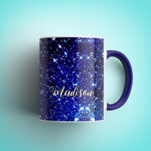 Mug Monographie de Parties scintillant bleue irisée Wh