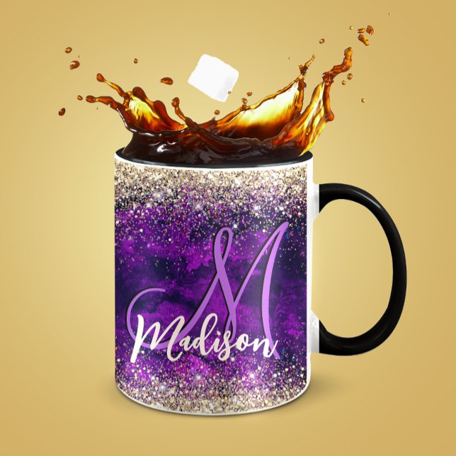Mug Monographie de parties scintillant en or mou foncé (Créateur téléchargé)
