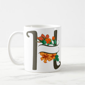 Mug Monographie florale H lettre majuscule