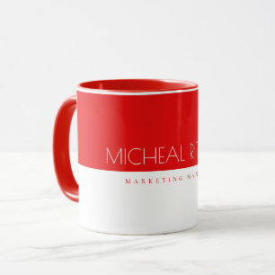 Mug Monographie personnalisée moderne rouge cerise Nom