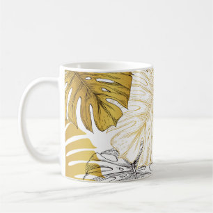 Mug Monstera Feuilles : Blanc doré