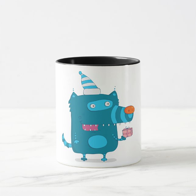 Mug Monstre de dessin animé bleu avec Casquette de fêt (Créateur téléchargé)