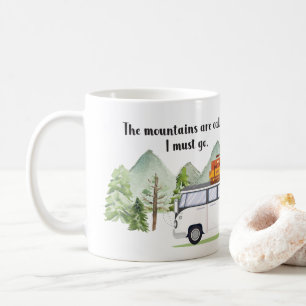 Mug Montagnes Appeler Citation Vert Rustique Aquarelle