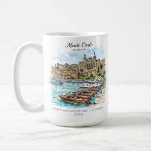 Mug Monte Carlo Monaco Aquarelle Yacht Port