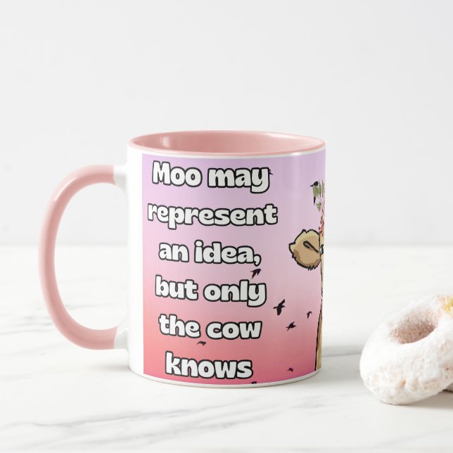 Mug moo may represent an idea, the cow knows (Avec donut)