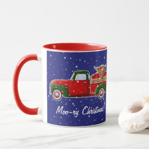 Mug Moo-ry Noël vache Highland dans Petit Camion Rouge
