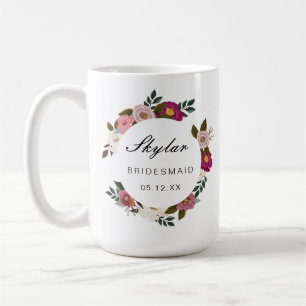 Mug Moody Floral Watercolor Wreath Bridesmaid