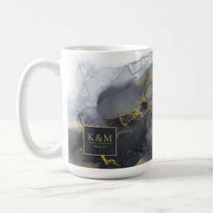 Mug Moody Ink Charcoal Gold Abstrait Blk ID988
