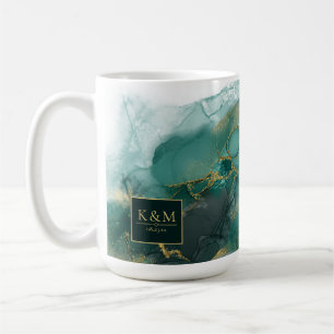 Mug Moody Ink Emerald Gold Abstrait Blk ID988