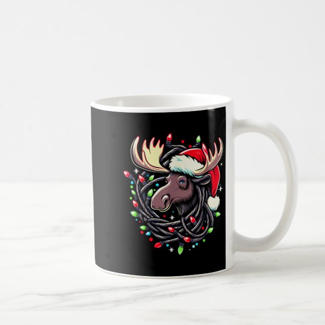 Mug Moose Christmas Santa Hat Lights Moose For Kids Wo (Droite)